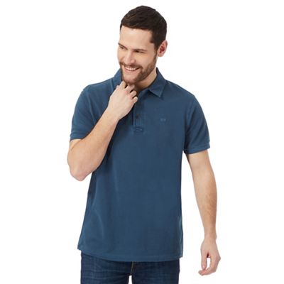 Big and tall dark blue pique polo shirt